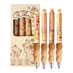 4 Pcs Erasable Gel Pens Cartoon Retractable Erasable Pens Cute Capybara Pens 0.5mm Blue Ink Pen Office School Pens
