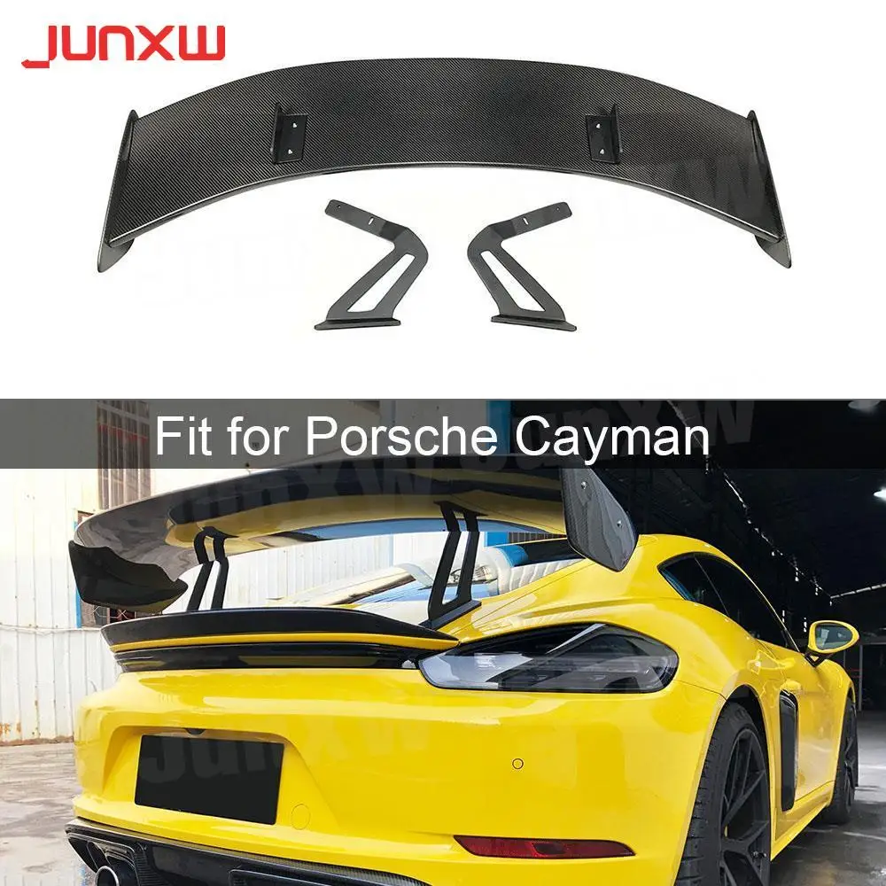 Dry Carbon Fiber Rear Trunk Boot Tail Spoiler Double-Deck Wing Lip for Porsche Cayman 718 987 997 998 981 911 Boxster GT4