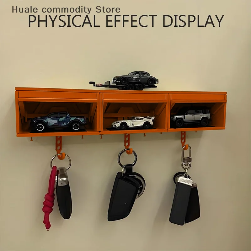 Portallaves de garaje para coche con puerta de apertura, soporte para colgar en la pared, organizador de llaves impreso en 3D, autoadhesivo (modelos de coche no incluidos)