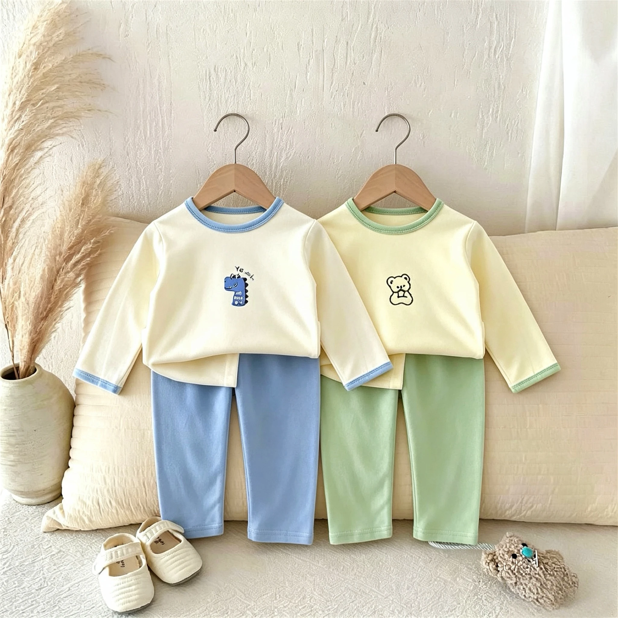 Toddler Costume Outfits Home Clothes Autumn Casual Long Sleeve Suit Children's Tops Pants Simple Underwear Suit Pajamas Set