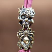 Spider Skull Head Brass Knife Bead Punk EDC Outdoor DIY Paracord Woven Bracelet Accessories Lanyard Pendants Flashlight Hangings