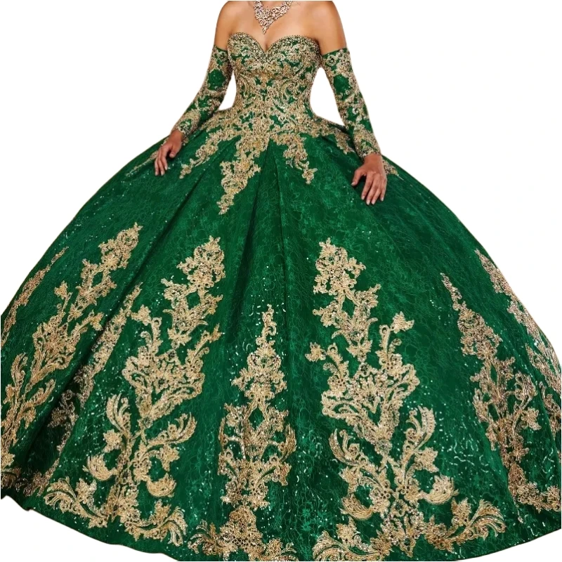 Personalizado verde dulce 16 vestidos De graduación fiesta Apliques De encaje Vestido De baile con cuentas ocasión ropa Formal Vestido De quinceañera 2024