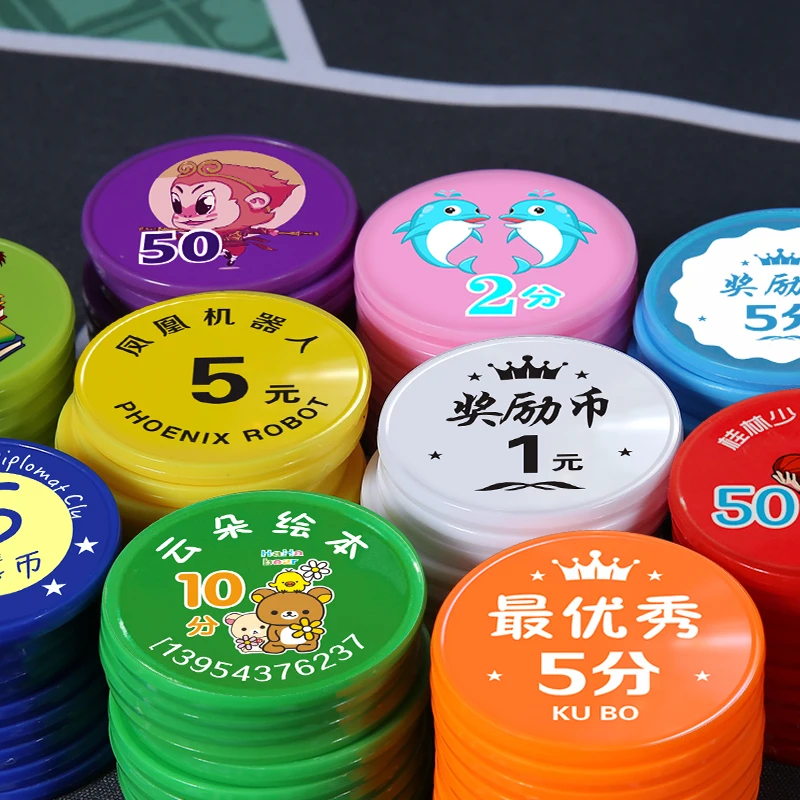 

100 PCS Custom Plastic Poker Chips with Personalized Logo Image or Design Plastic Chips Plastic token for coin pusher machine