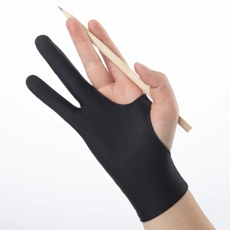 Guantes anti-mustouch de dos dedos, guantes anti-mustouch de tres capas para pintura y bocetos, guantes para tableta y dibujo