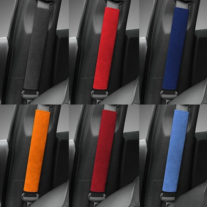 2PCS Alcan tara Suede Car Seat Belt Shoulder Protection Padding Lengthened Shoulder Sleeve Protective Accessories