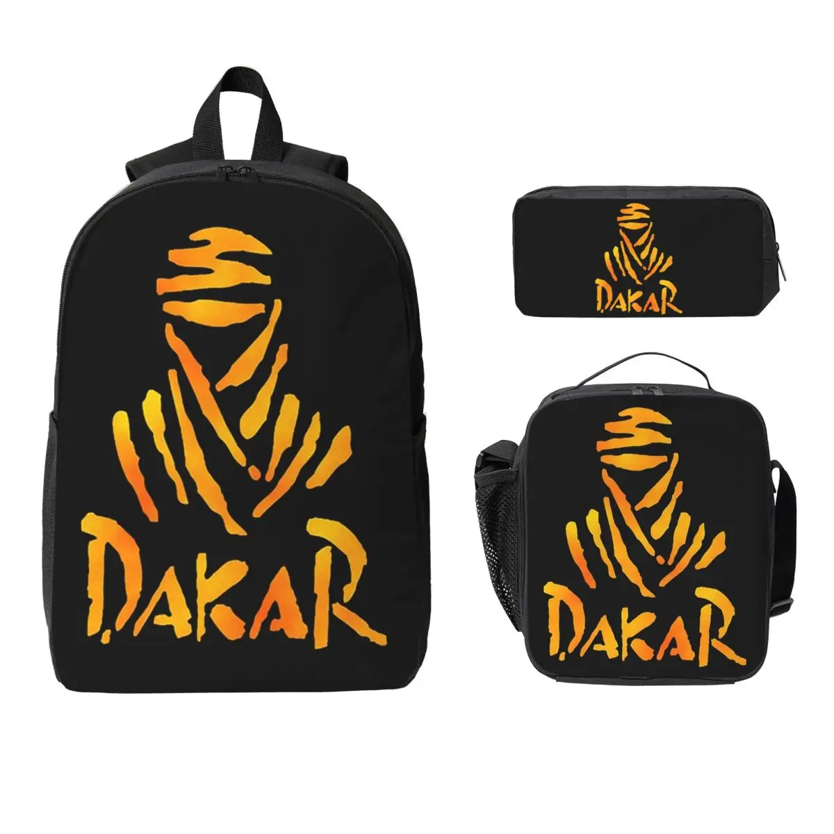 

Dakar Rally Motorcycle Backpack Boys Girls BookBag School Bag Computer Shoulder Bags 3ps Insulated Lunch Bag Pencil Case