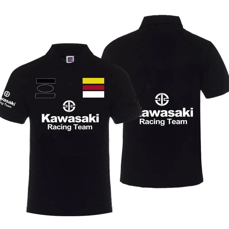 New summer all-match Kawasakis motorcycle T-shirt casual wear short-sleeved cycling suit racing lapel polo shirt overalls