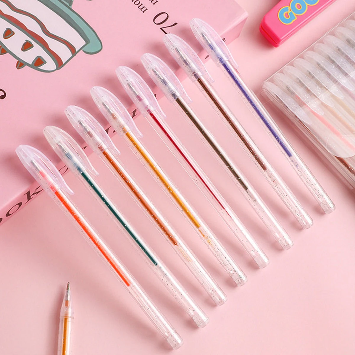 60 Colors Glitter Gel Pen 1.0mm Metal Glitter Color Ballpoint Pen Paper Cardstock Diary Drawing Marking Coloring DIY Art image 6