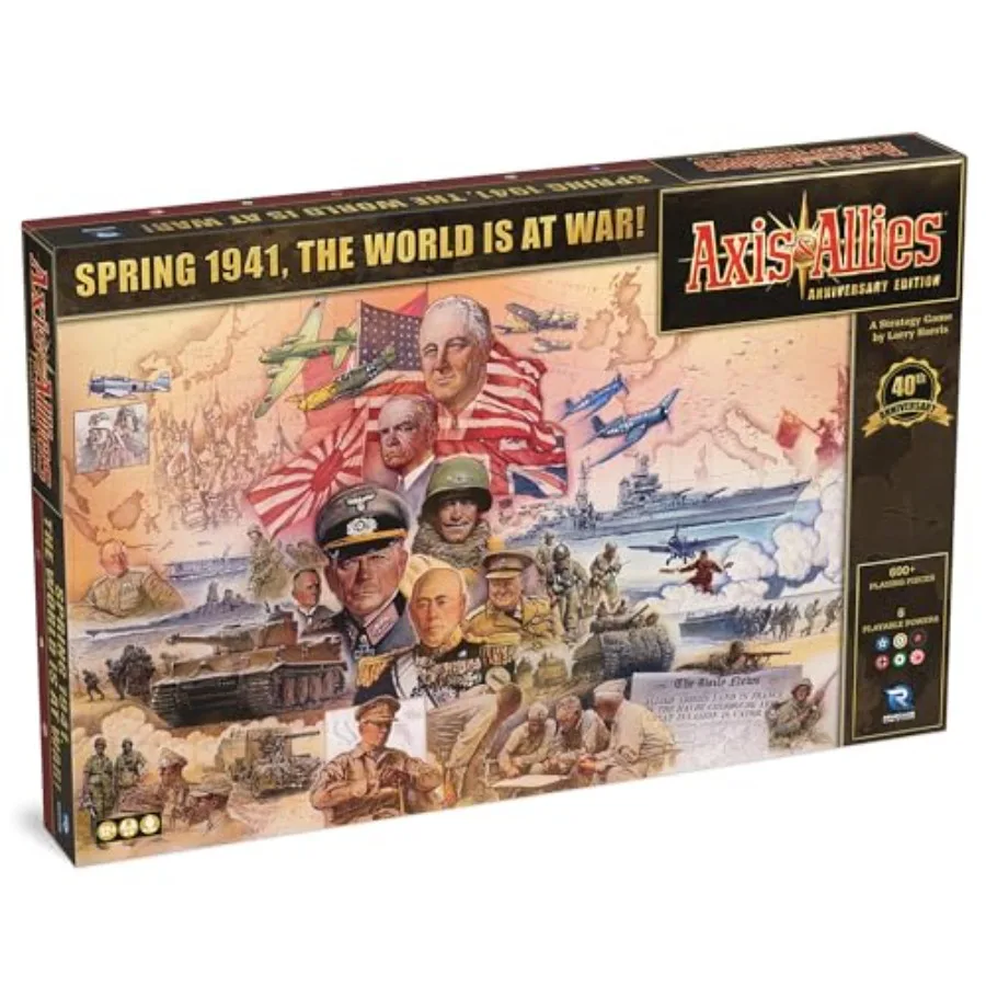 

Axis Allies: Anniversary Edition - 2-6 Players - Ages 12+ - 40th Anniversary Deluxe Edition with Over 600 Plastic Miniatures Hu