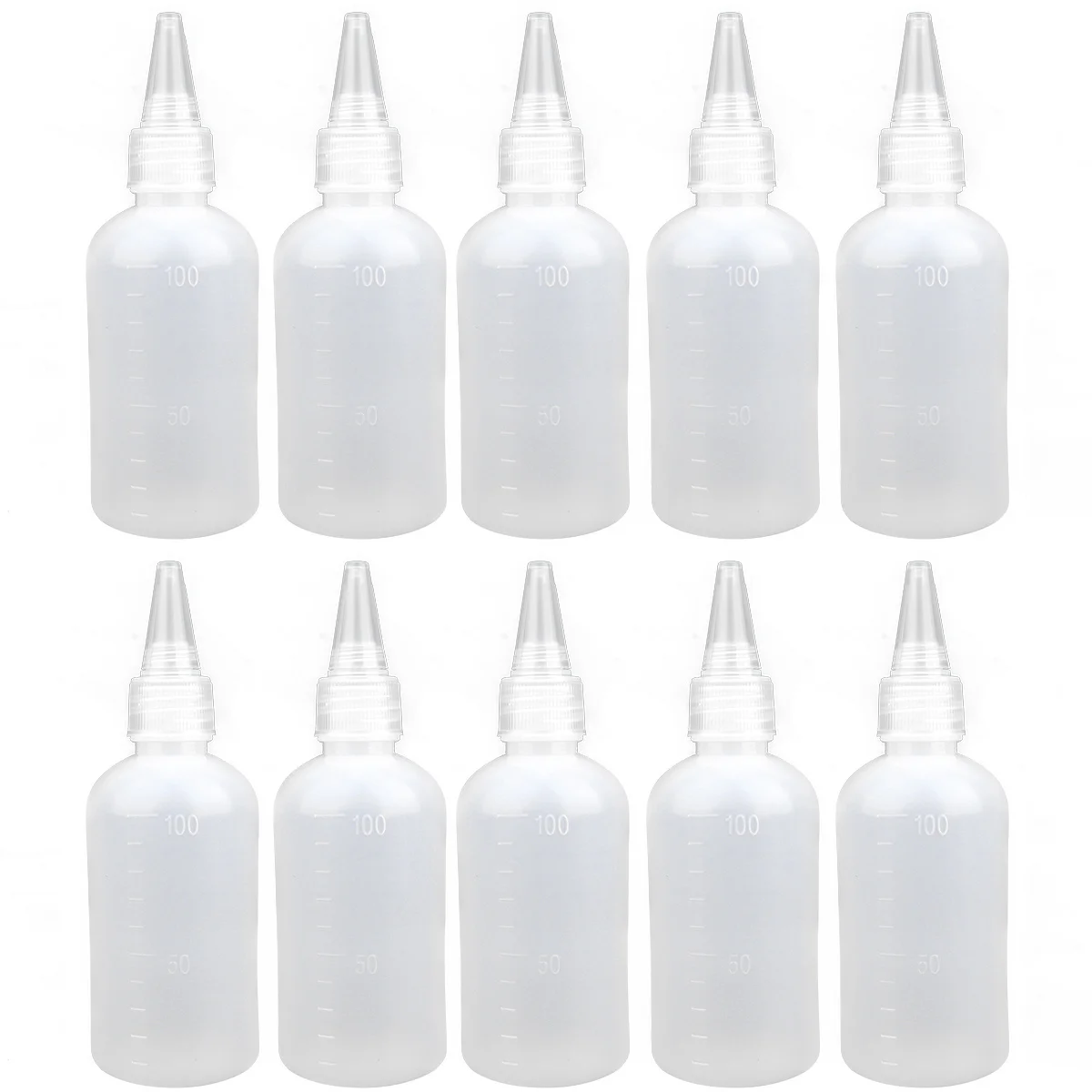 10Pcs Travel Lotion Bottles 100Ml Transparent Refillable Squeeze Dispenser Needle Mouth Leakproof Portable Small Liquid