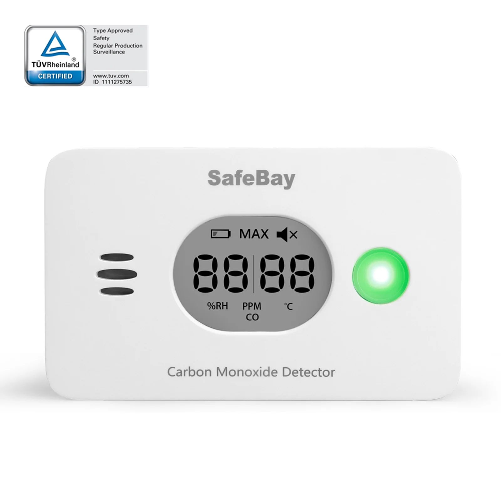 3 in 1 Carbon Monoxide Detector with Temperature&Humidity Digital screen Wireless CO Detector Home Security Protection CO Alarm