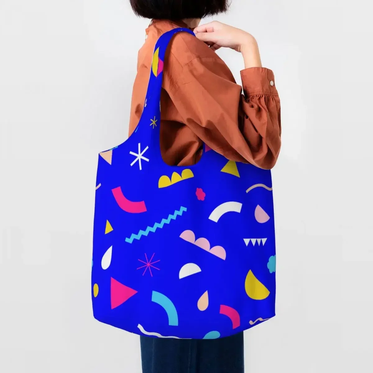 Confetti Hyperlink Blue Shopping Bag Women Shoulder Canvas Tote  Durable Street Mmural Art Eldridge Groceries Shopper s