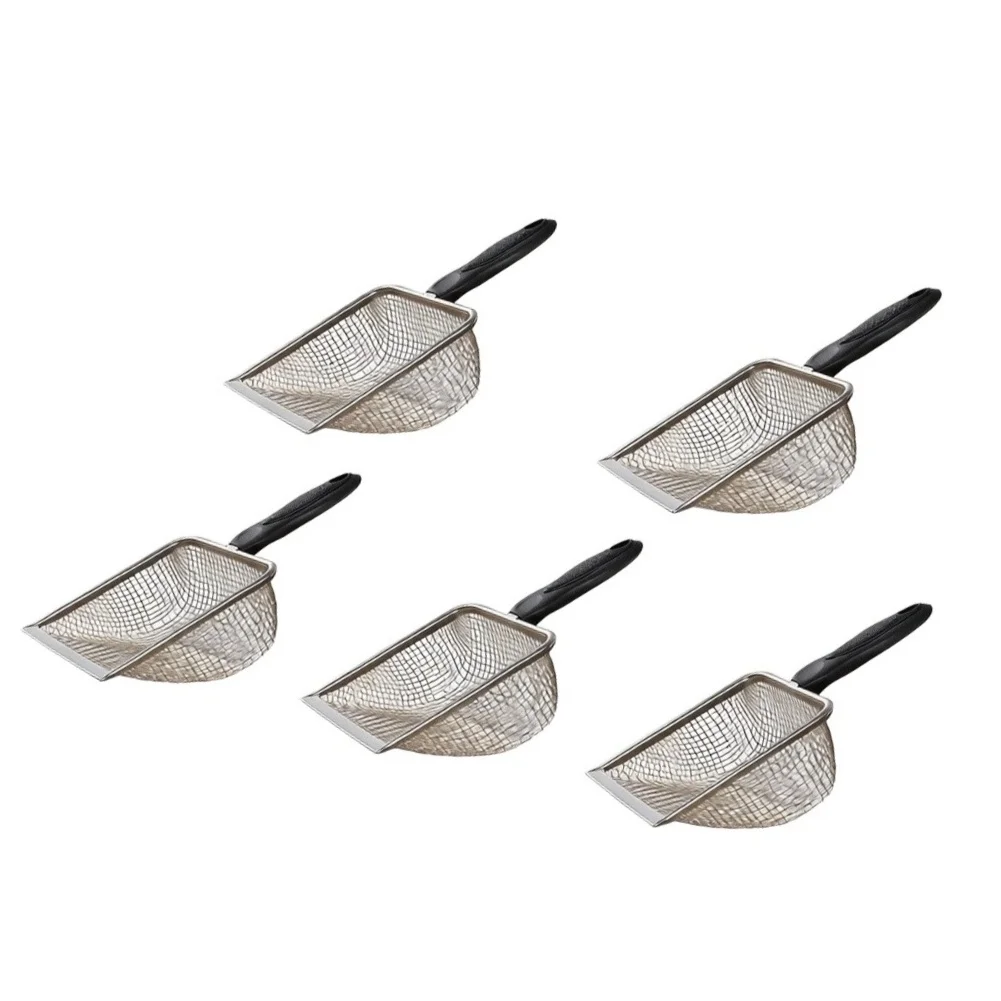 Stainless Steel Sieve Shovels 5 Pack with Multiple Mesh Sizes 2.0 mm to 5.0 mm for Poultry Yard and Aviary For cleaning