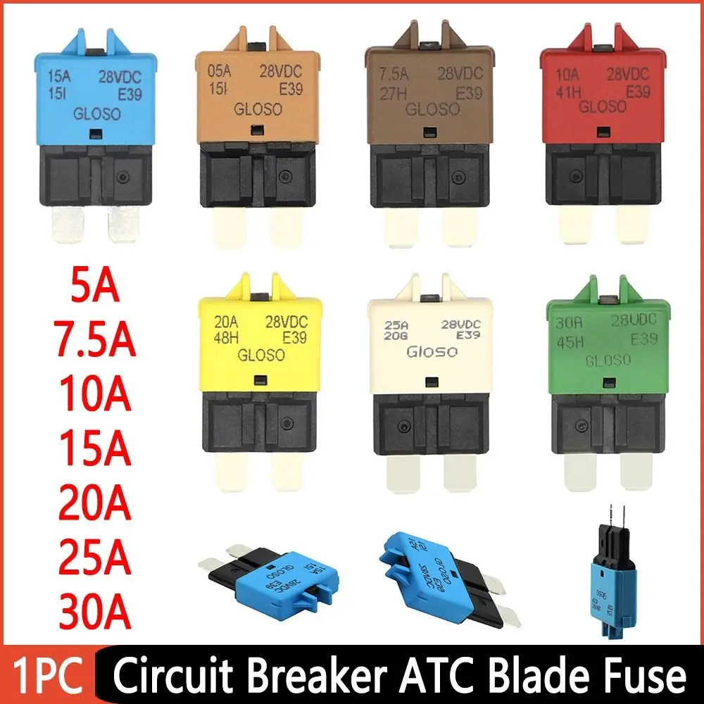 5-30A Circuit Breaker Manual Reset Automatic Recovery ATC Blade Fuse Auto Accessories Over-current Protection Fuse Adapter