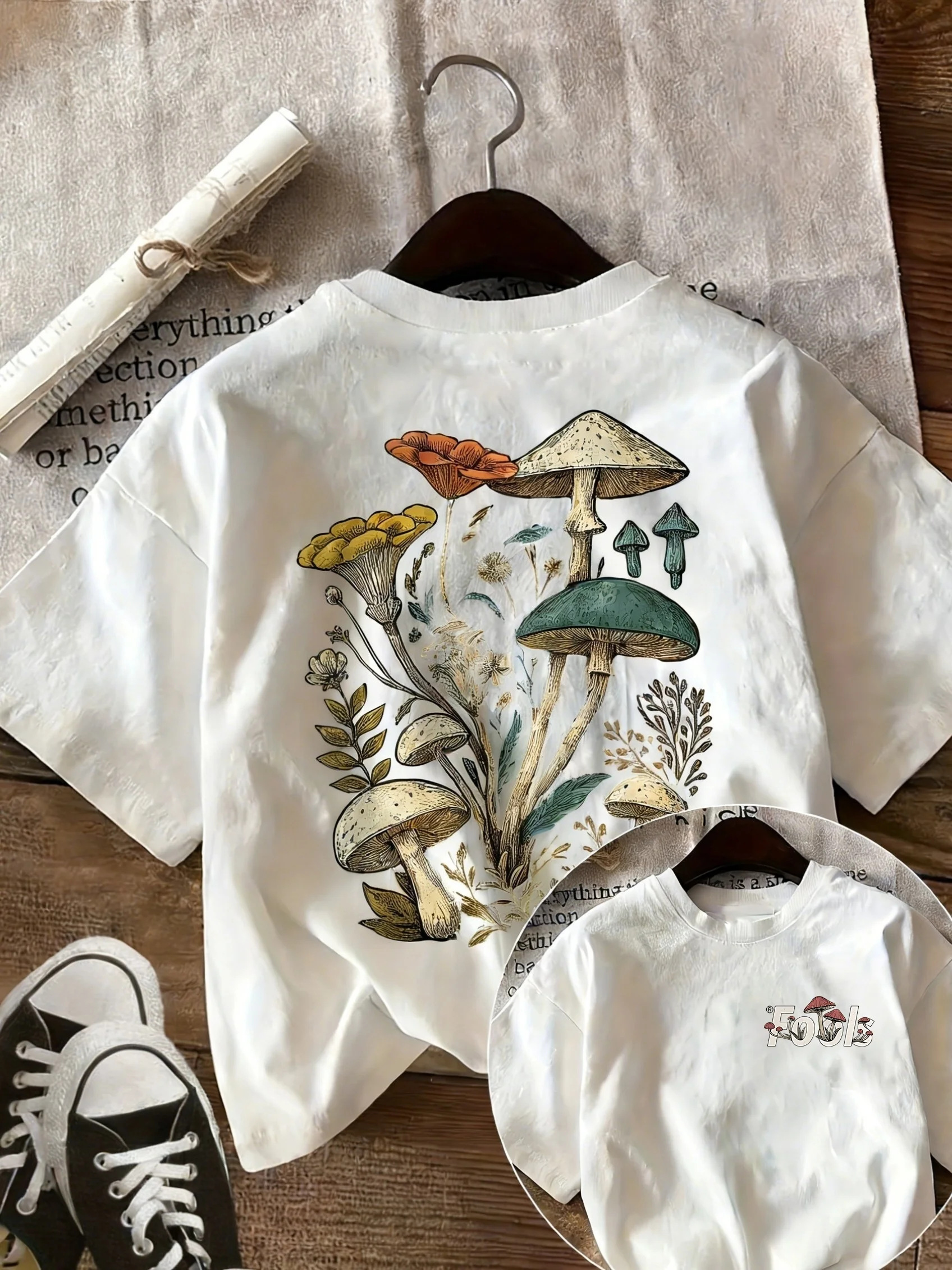 Camiseta con estampado de hongos Cottagecore, Goblincore, Fungi, Toadstool, estilo bohemio, estética natural, ropa de calle, tops de moda