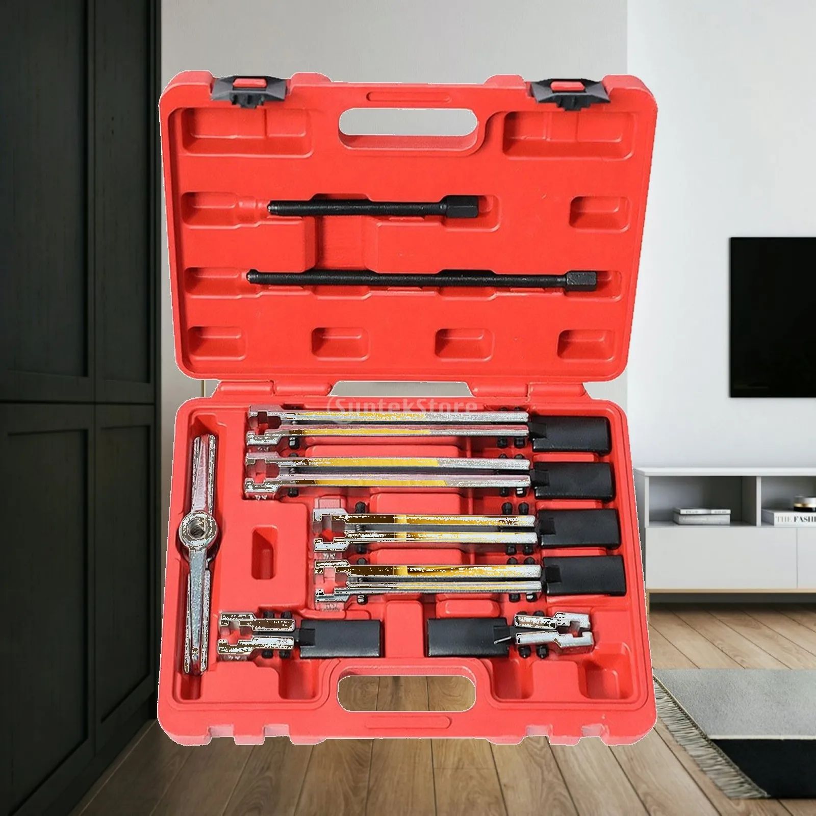 Universal Bearing Removal Tool with Robust Steel Frame and Secure Storage Case for Mechanic Shop Use