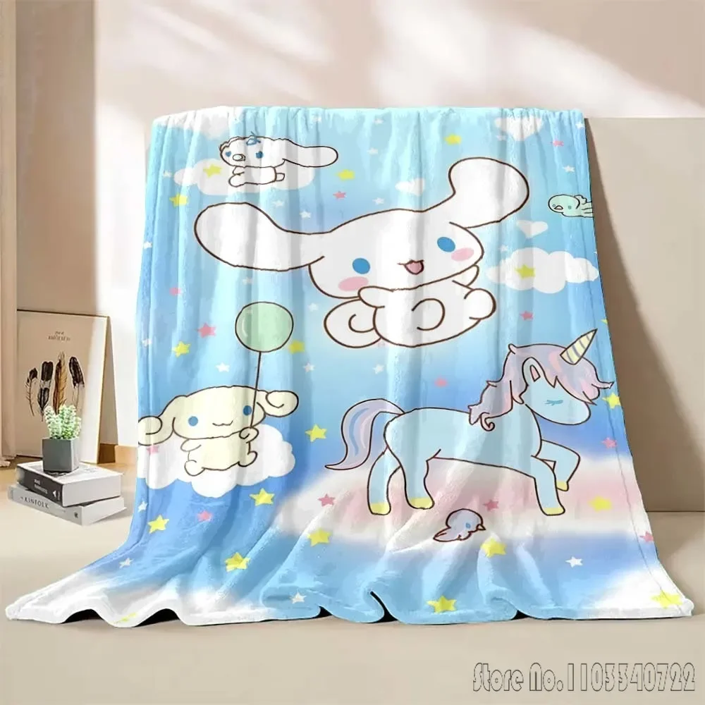 Sanrio Cinnamoroll Blanket Japanese Cartoon Sofa Bed Cover Four Season Soft Fluffy Blanket Warm Flannel Throw Children Gift