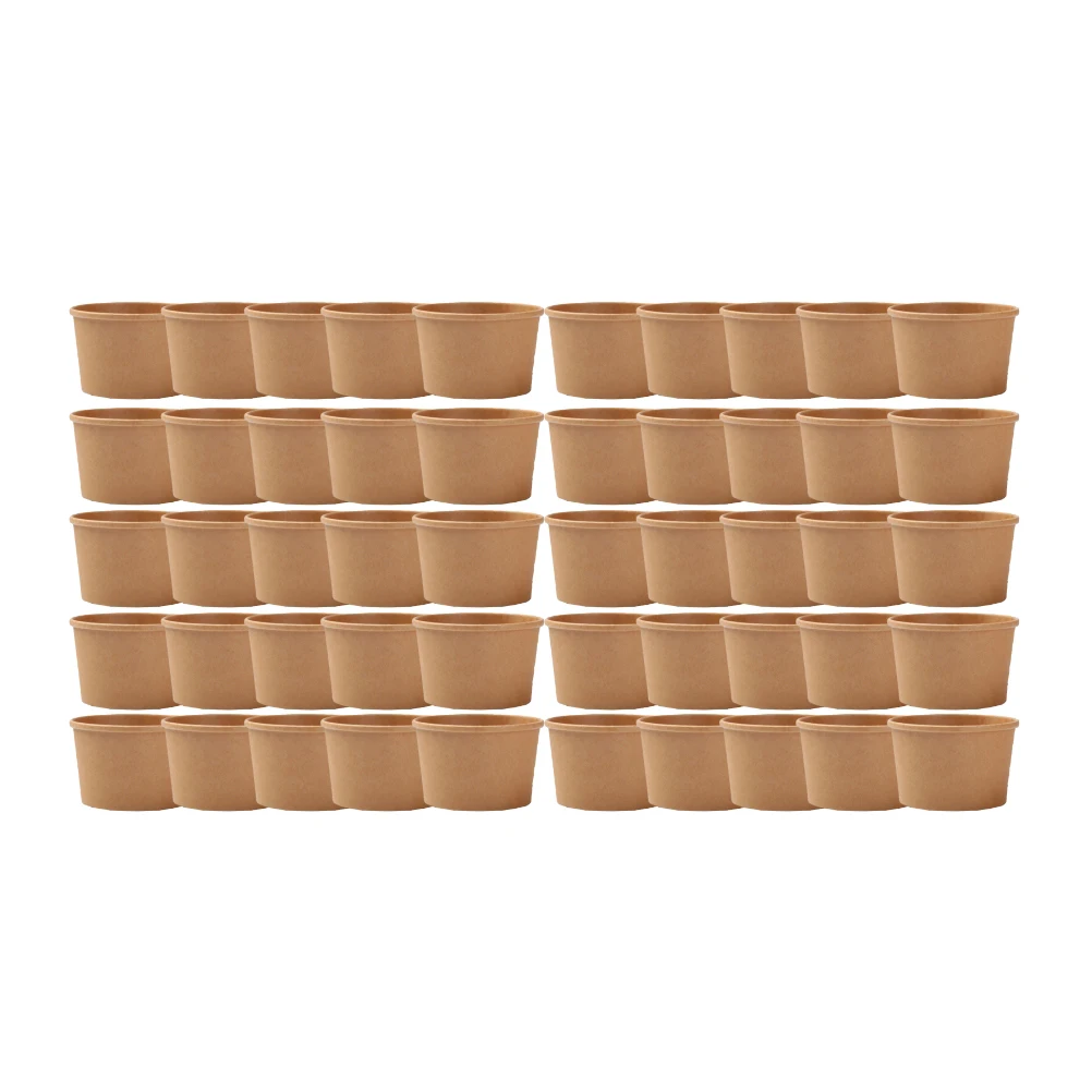 

50pcs Kraft Paper Cups Leak Resistant Food Containers Sturdy Soup Meal Prep Takeout Bowls Recyclable Natural Kraft Cups For