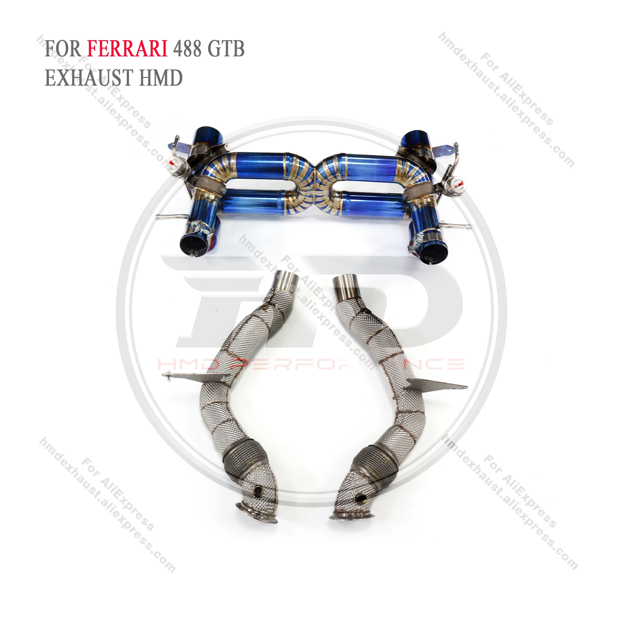 HMD Titanium Exhaust System Performance Catback for Ferrari 488 Pista Spider GTB 3.9T Valve Muffler With Tips Catless Downpipe