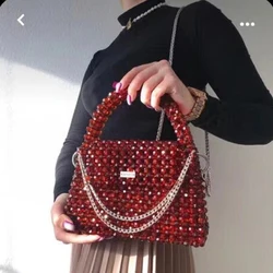 Solid Color Beaded Bag Portable Designer Handbags Purses Messenger Top-Handle Ladies Gift Exquisite Women Fashion DROPSHIPPING