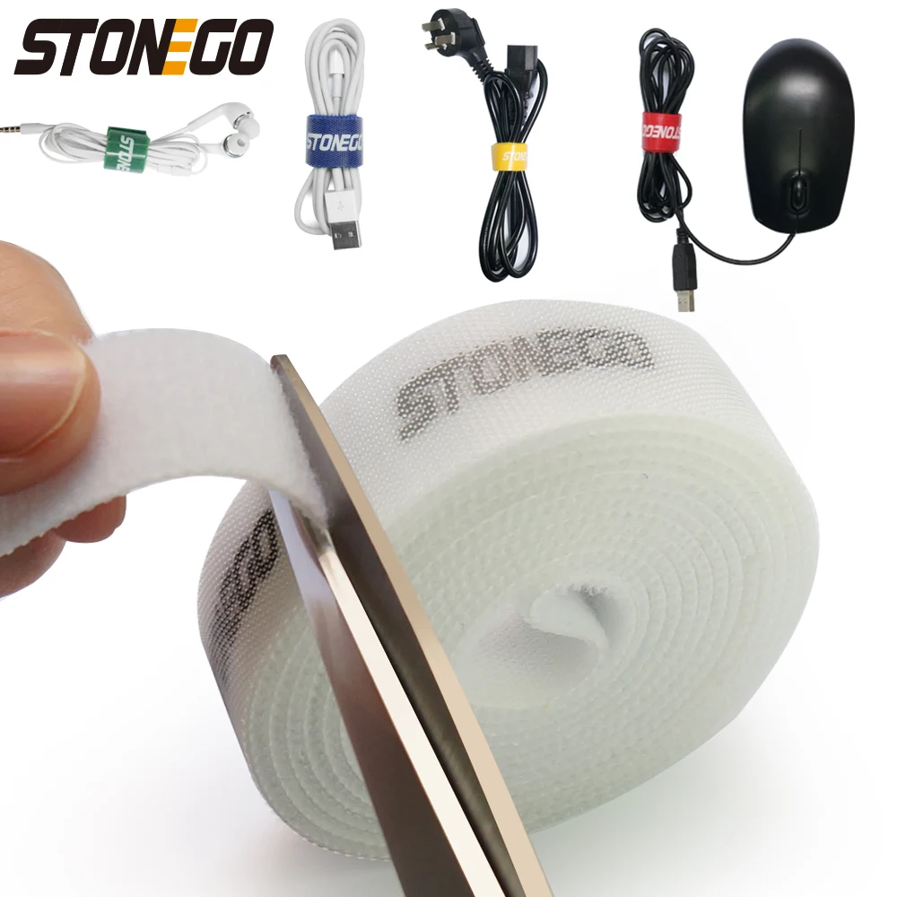 STONEGO USB Cable Winder Cable Organizer Ties Mouse Wire Earphone Holder HDMI Cord Free Cut Management Phone Hoop Tape Protector