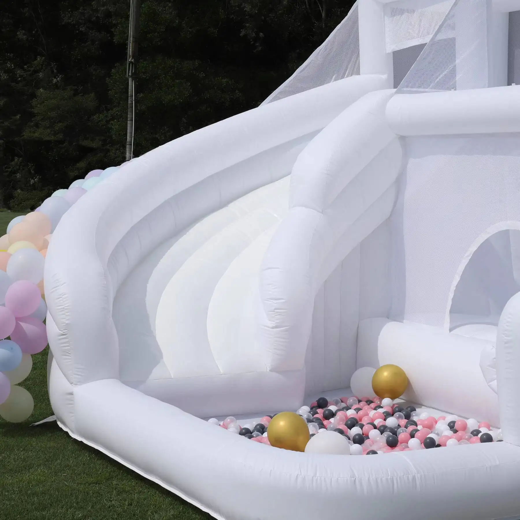RTS Inflatable Air Bounce Round Children Slides White Bouncy Castle Child Playing Slide Jumping Draco PVC Commerica House