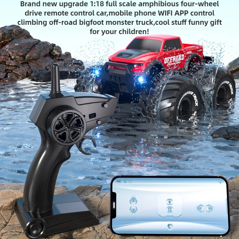 

Cool Stuff Toy Car Funny Gift-1:18 Amphibious 4WD Rc Truck,WIFI App Control Off-road Bigfoot Monster Truck,Rc Cars Toys for Kids