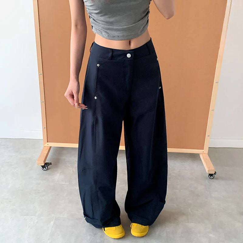 

Y2K шикарные широкие брюки с заклепками, женские лоскутные японские брюки-карго большого размера, женские осенние мешковатые брюки в стиле Харадзюку в пол