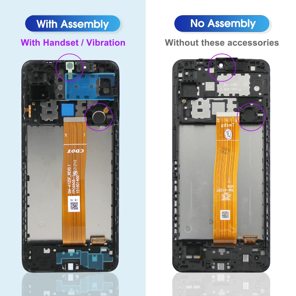 AMOLED A12 Display Screen for Samsung Galaxy A12 A125 A125F Lcd Display Touch Screen Digitizer With Frame Replacement