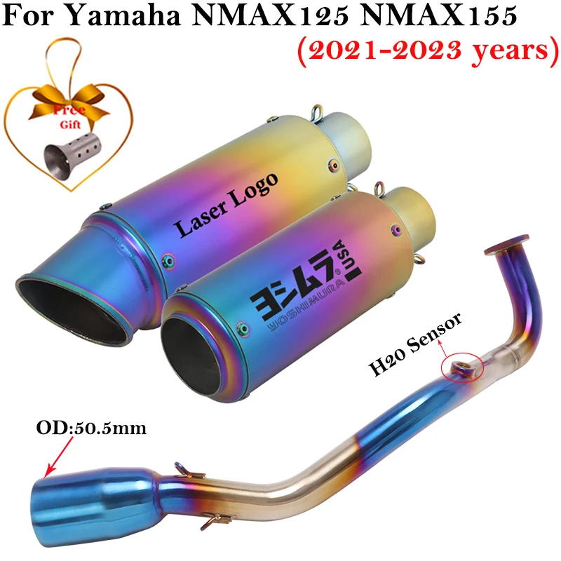 Full Systems For Yamaha Nmax 155 125 NMAX155 NMAX125 2020 - 2023 Motorcycle Yoshimura Exhaust Escape Fornt Mid Link Pipe Muffler