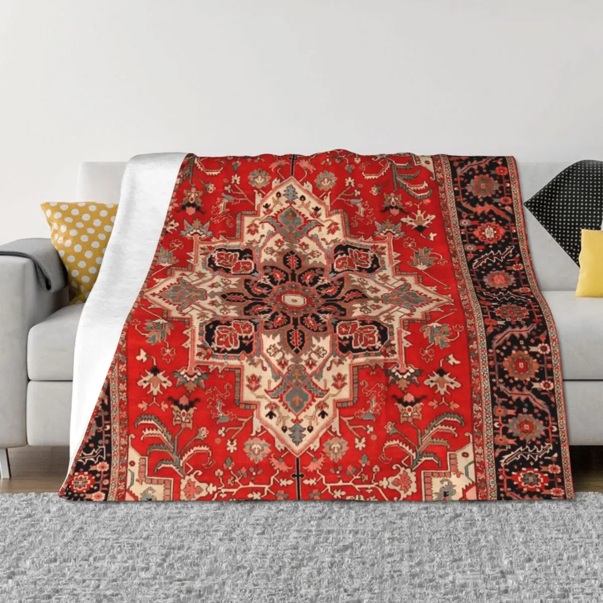 

Antique Persian Serapi Rug Print Throw Blanket Heavy For Baby Blankets For Bed Multi-Purpose Blankets