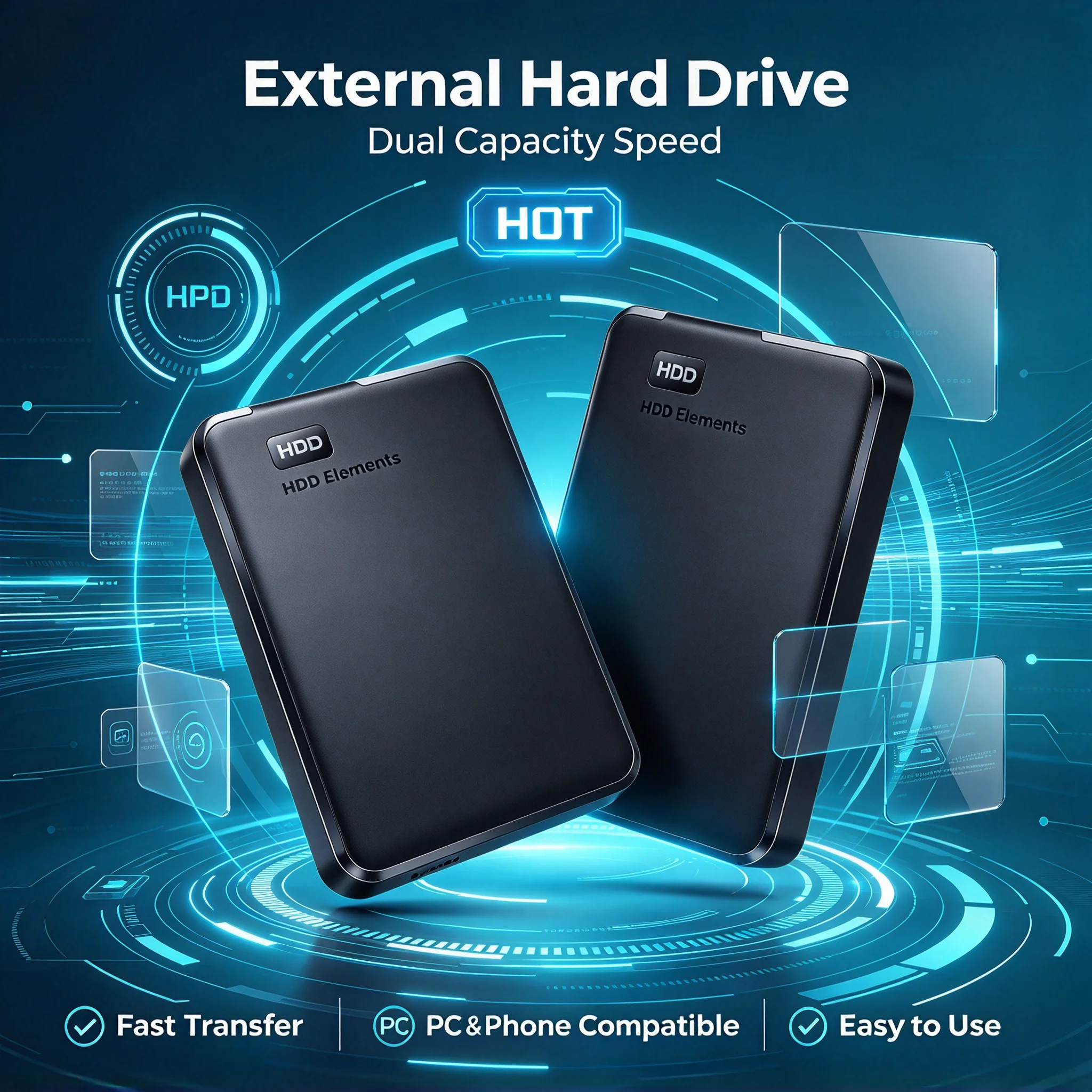 High Speed Portable External HDD Hard Disk 1TB 2TB 4TB USB 3.0 New SSD External Hard Drive for Laptop Notebook Mac Desktop PC