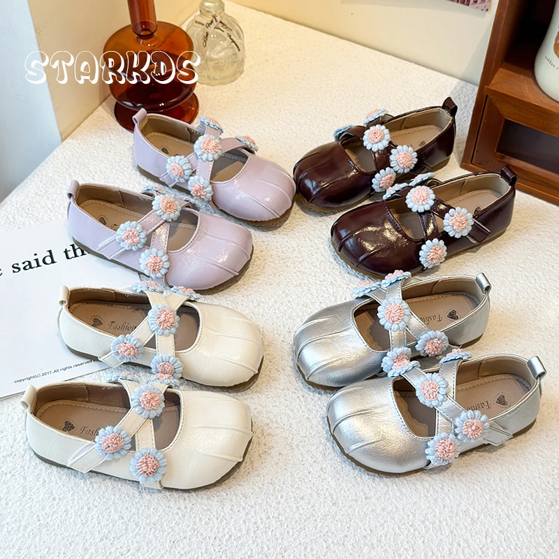 

Floral Embroidery Purple Leather Ballerina Shoes Kid Girls Cross Strap Ballet Flats Baby Child Wedding Party White Flower Shoes