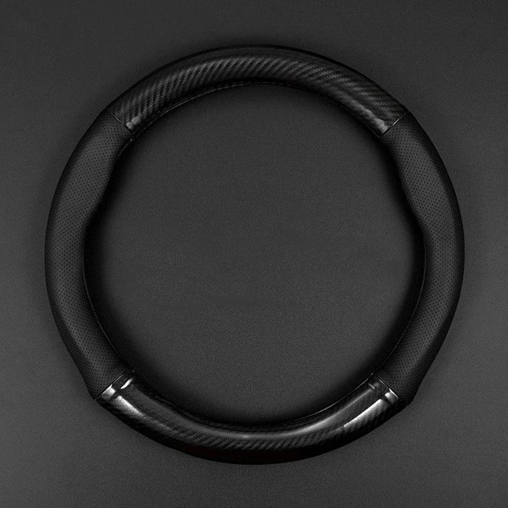 Carbon Fiber Car Steering Wheel Cover, Breathable and Sporty, All Season Universal Anti-Slip and Wear-Resistant Handle Cover