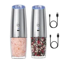 Electric Salt and Pepper Grinder, Gravity Automatic, Spice Shaker, LED Light, Adjustable Ceramic, Kitchen Tools, USB Charge, New