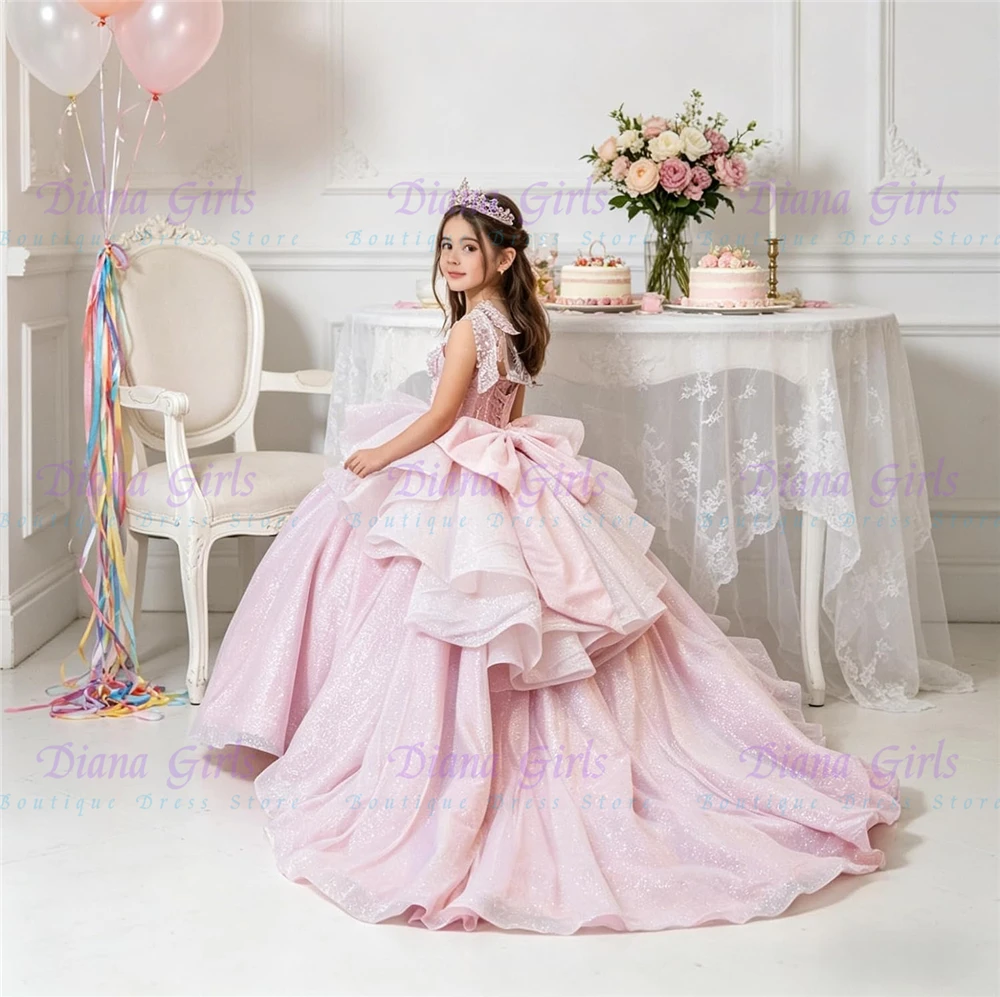 Gorgeous Quality Tulle Lace Applique Flower Girl Dress For Kids Wedding Birthday Party First Communion Ball Gowns Customized