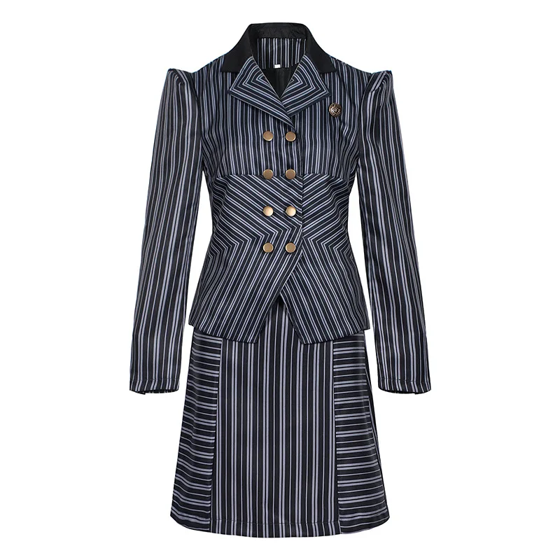 Movie Wicked Elphaba Cosplay Costume for Women Uniform Striped Suit Halloween Party Role Play Outfit Comic Con Anime Clothes