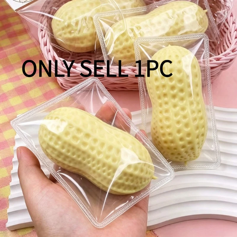 1pc Squishy Soft Realistic Cute Peanut-Shaped Relax Toy - Soft-Touch Squeeze Toy, Realistic Soft and Sticky Peanut Squeeze Toy