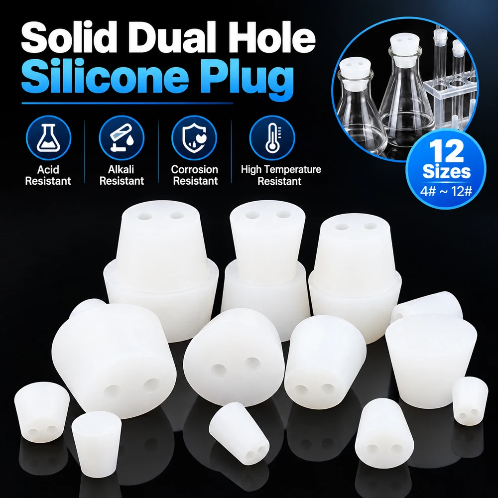 1-5Pcs White Silicone Lab Stopper 4#-12#, Tapered Rubber Plug Conical Bung Seals for Test Tubes Flasks Fermentation Vessels