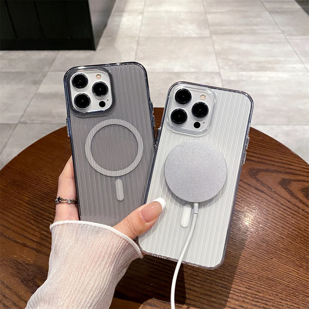 

Magnetic transparent case suitable for iPhone11 12 13 14 15 16 tile diamond 16plus suitable for men and women simple anti-fall m