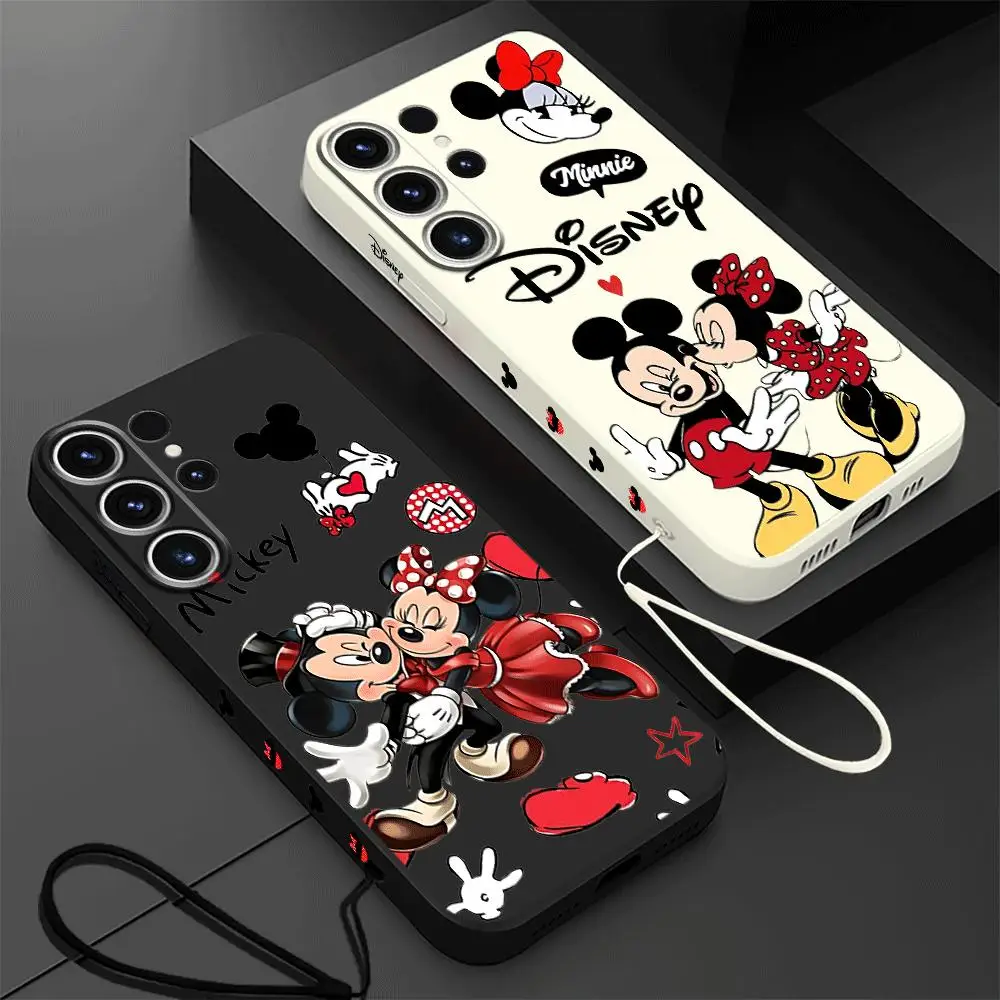 Disney Mickey Minnie Phone Case for Samsung Galaxy S24 Ultra S20 FE S22 Plus S23 Ultra 5G S21 Luxury Square Liquid Cover