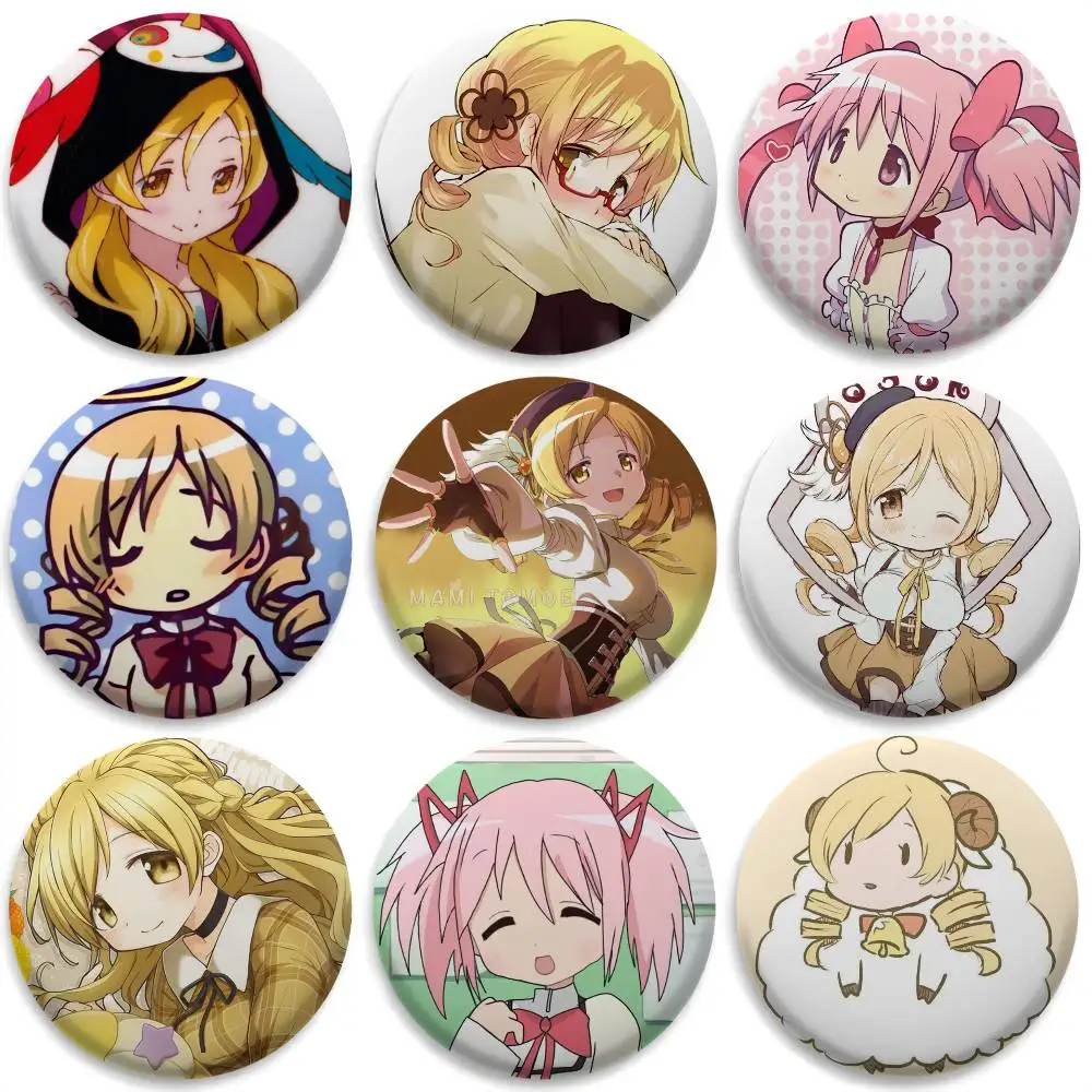 

Kawaii! M-Mami Tomoe Magical Girl Badges Round Exquisite Badge Brooches Creative Pins for Clothes Hat Backpack Gift Accessories