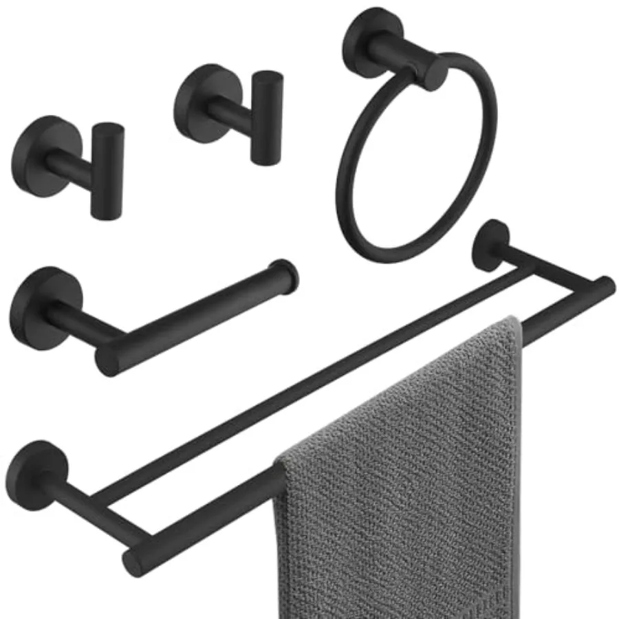 

5Pcs Bathroom Hardware Set Towel Racks for Bathroom Wall Mount Stainless Steel Towel Bar Set with Toilet Paper Holder Hand Towe