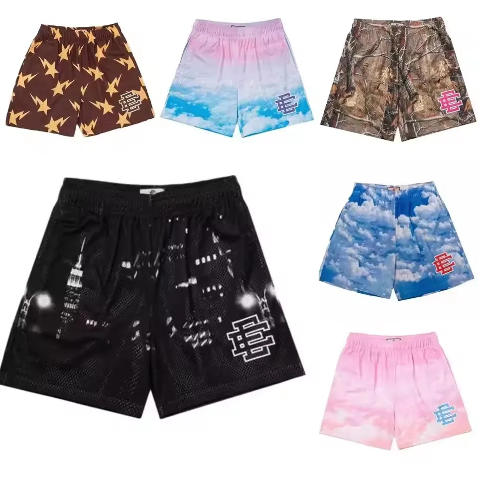 2025 New Summer EE Eric Emanuel Basic Mesh Short Classic Floral Printed Gym Shorts Men's Gym Basketball Sports Beach Shorts Men