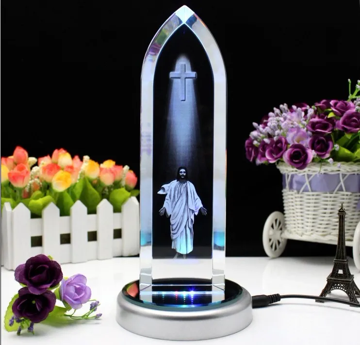 LARGE - Christianity Catholicism BEST gift Emmanuel Immanuel Religious Pray HOME family Safe Talisman 3D Crystal statue