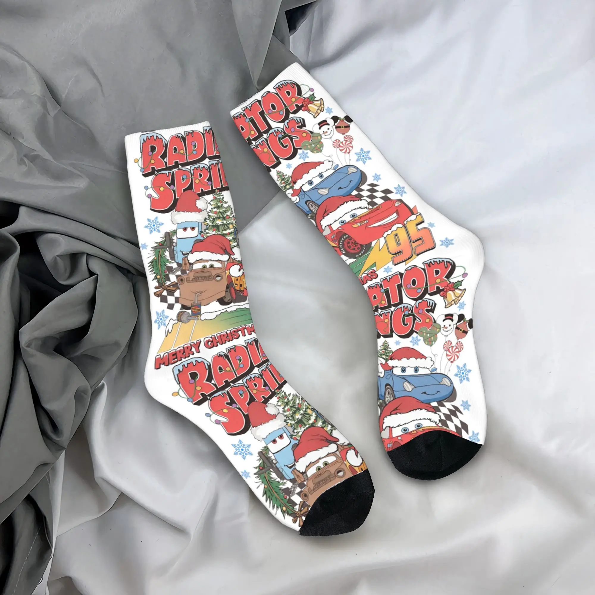 

РАДИАТОРНЫЕ ПРУЖИННЫ РОЖДЕСТВЕННЫЕ Носки Lightning McQueen, мужские и женские носки, Harajuku, весенне-зимние чулки средней длины, подарки