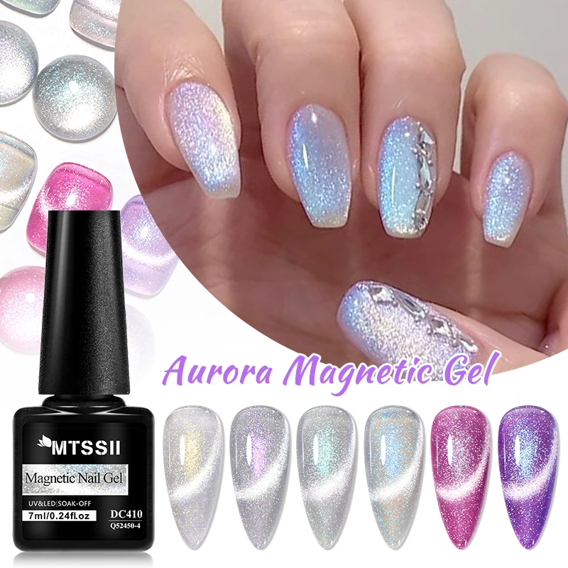 

MTSSII 7ml Glitter Magnetic Gel Nail Polish Shiny Sparkling Color Semi Permanant Soak Off All For Manicure Nail Art Varnish