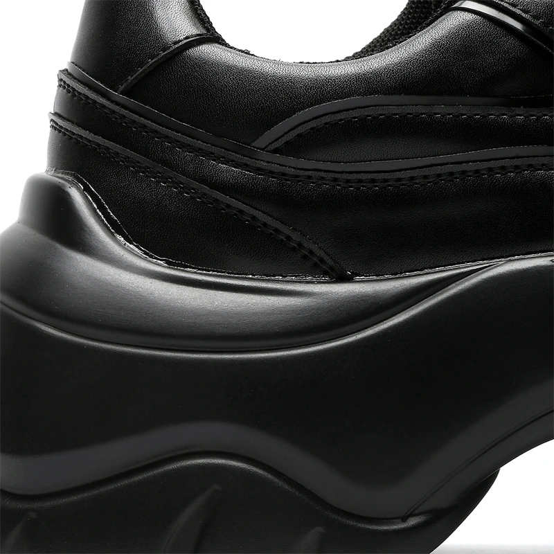 Original Design S/A New Street Sport Style Black Leather Height Increasing Shoes For Men\'s Teenagers Daily Dress Trend Shoes