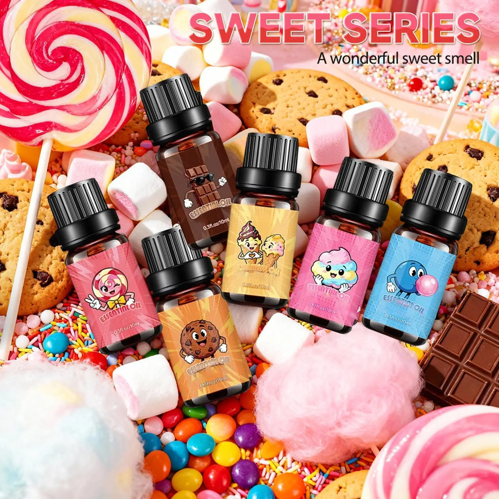 6pcs/set sweet candy scents Fragrance Oil combines marshmallow, bubblegum, chocolate Dessert Scents Aromatherapy Essential oil