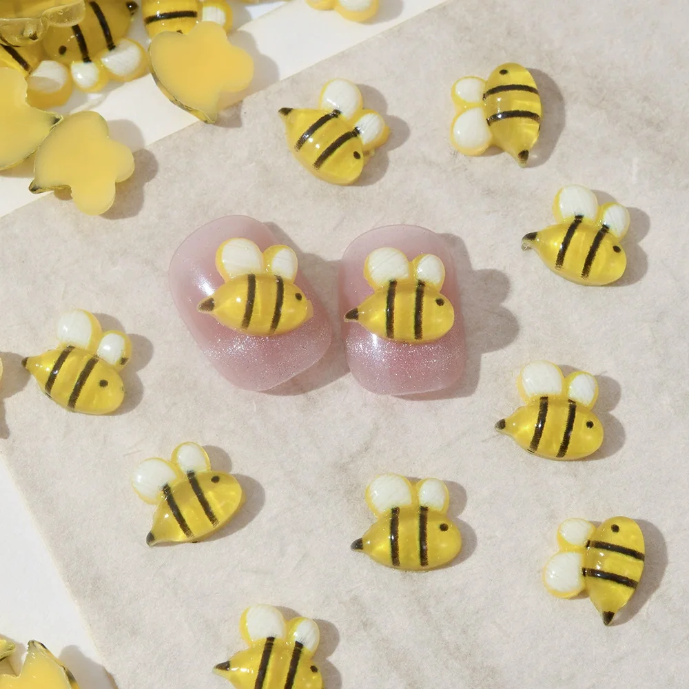 

30pcs Yellow Little Bee Nail Art Charm 3D Frontal Bees Lateral Bees Animals Nail Decoration DIY Cartoon Cute Nail Accessories